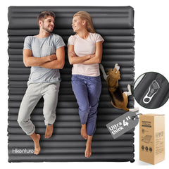 Hikenture Double Sleeping Pad for Camping 2 Person Inflatable Camping Mattress for BackpackingHikingTent(Grey)