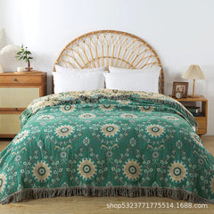 Cotton Gauze Tassel Throw Blanket