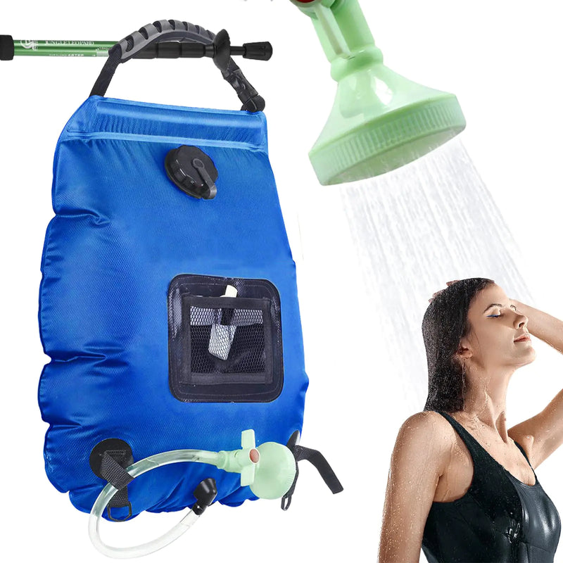 HISFFOG Solar Portable Shower Bag 5 Gal/20L Solar Heating Camping Shower Bag with Removable Hose&On-Off Switchable Shower Head Compact Camping Shower for Camping Hiking Traveling Beach Swimming