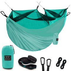 Gold Armour Camping Hammock - Camping Essentials Double Hammock with Bug Net Camping Gear Hammock for Outside Hiking and Travel (Seafoam)