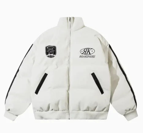 Vintage Embroidered Baseball Down Quilted Jacket