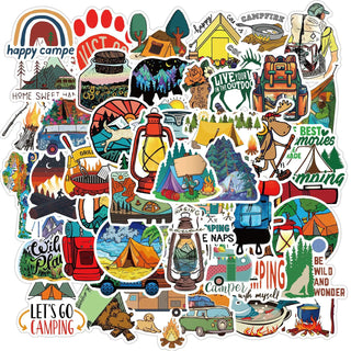 50pcs Camping Stickers for Water Bottle Aesthetic Outdoor Camping Stickers...