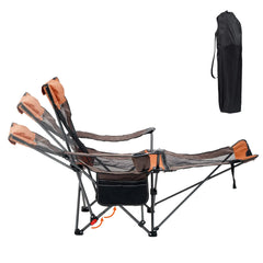 YULISKY Camping Lounge Chair 3 Adjustments Reclining Camping Chair Portable Camping Chair with Footrest Separate Armrest Design for 300lbs Outdoor Beach Fishing (Orange Brown)