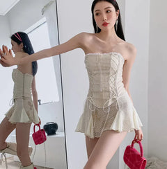 Cross Lace Leather Corset Top