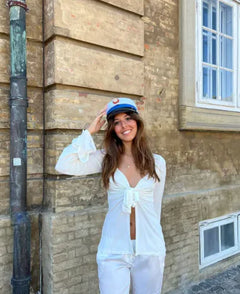 Knitted Butterfly V-neck Pullover